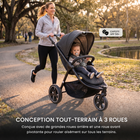 MotionGrey - Poussette de jogging pliable  à 3 roues avec canopy et harnais à 5 points - Noir-Harnais à cinq points aidant à maintenir l’enfant bien positionné dans le siège