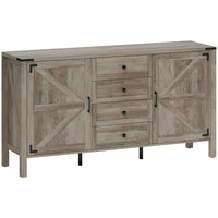 HOMCOM - Buffet de style ferme 59,2 po L avec plateau épais - gris vieilli-Un large plan de travail accueille confortablement votre cafetière, bouilloire et tous vos accessoires pour préparer vos boissons 