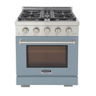Kucht - 30 po Série KFX-X Cuisinière Pro Style au gaz naturel - Acier inoxydable/Bleu pâle-Brûleur rocket power de 21 000 btu pour un saisissage rapide
