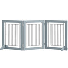 PawHut - Barrière pour animaux autoportante - pliable avec 2 pieds de support - gris-Fabriqué en MDF et acier pour plus de solidité 