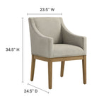 Modway - Alton Tissu tapis Fauteuil à manger - Lin naturel-Tissu tissé Slub Weave Tissage