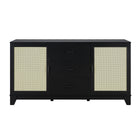 Manhattan Comfort - Buffet bas Sheridan 150 cm style mid-century moderne - Noir-Buffet moderne en rotin pour salle à manger
