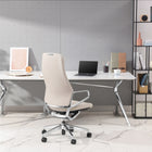 Decent Living - Chaise de bureau Nexten Pro, dossier haut, Blanc cassé-Trois positions de verrouillage de l'inclinaison du dossier