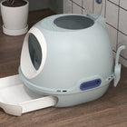 PawHut - Bac à litière pour chat fermé avec couvercle, pelle, porte avant, puits de lumière - bleu-Matériaux : Polypropylène, ABS 