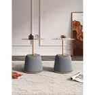 Manhattan Comfort - Lot de 2 tables d’appoint modernes Anderson 40 cm, revêtement similicuir gris-Magnifique plateau de table rond en acier doré