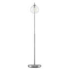 Modway - Silo Globe de verre Verre et métal Lampe sur pied, Nickel Satiné-Cordon d’alimentation noir avec interrupteur au sol