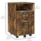 Vinsetto - Armoire à dossiers 2 tiroirs format lettre/A4 avec serrure - brun rustique-Conception sécurisée, 2 clés incluses pour verrouiller le tiroir supérieur 
