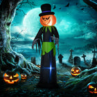 Outsunny - Citrouille gonflable 8pi Halloween avec chapeau - affichage LED-Lumières LED blanches intérieures pour briller la nuit 