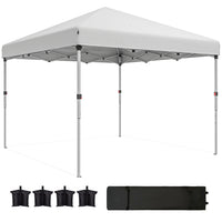 Outsunny - Tente auvent pliante 10 pi l x 10 pi L avec parois latérales amovibles et sac de transport - Blanc-Le design pop-up permet de monter et démonter la tente de gazebo en quelques minutes