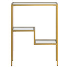 Hudson&Canal - Console Lovett 22" de largeur par - Laiton-Comprend un plateau et des étagères en verre trempé durables