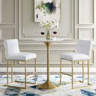 Modway - Privy Acier inoxydable doré Tissu rembourré Tabouret de bar - Or Blanc - Ensemble de 2-Tissu polyester doux pour tissu