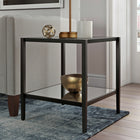 Hudson&Canal - Table d'appoint carrée Hera 50 cm de large avec étagère miroir - Bronze noirci-Caractéristiques assemblage facile
