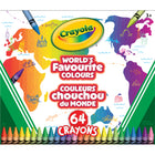 Crayola - Crayons de cire Couleurs chouchou du monde - Paquet de 64-QUALITÉ DE CRAYON CLASSIQUE : Les crayons de cire Crayola ont une application fluide, des couleurs éclatantes et durent longtemps - l'outil idéal pour le coloriage, l'estompage et le jeu créatif