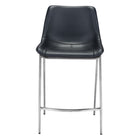 Zuo - Magnus Tabouret de comptoir - Noir/Silver - Ensemble de 2-Tissu en faux cuir doux et durable