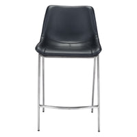 Zuo - Magnus Tabouret de comptoir - Noir/Silver - Ensemble de 2-Tissu en faux cuir doux et durable