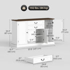 HOMCOM - Buffet de style ferme 57,9 po L avec station de charge - grain de bois blanc-Plateau de 1,2 po (3 cm) d'épaisseur et base sur piédestal stable supportant jusqu'à 190 lb (86 kg) avec kit de sécurité anti-basculement 