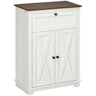 HOMCOM - Armoire de rangement 23,6 po L pour cuisine de style ferme - blanc-Grande surface de table, tiroir et armoire à 2 niveaux pour un grand espace de rangement 