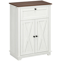 HOMCOM - Armoire de rangement 23,6 po L pour cuisine de style ferme - blanc-Grande surface de table, tiroir et armoire à 2 niveaux pour un grand espace de rangement 