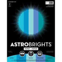 Astrobrights - Papier couleur - 8,5 x 11 po - Bleus galactiques - Paquet de 100-Papier d'impression sans acide et sans lignine