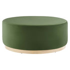 Modway - Tilden Gros velours rond de performance de 38" Rembourré Ottoman - Moss Green Natural-Revêtement en velours de performance