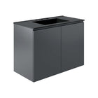 Modway - Bryn Support mural de 36" Vanette de salle de bain - Gris Noir-Vanité de salle de bain moderne