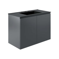 Modway - Bryn Support mural de 36" Vanette de salle de bain - Gris Noir-Vanité de salle de bain moderne