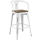 Modway - Promenade Tabouret de bar - Blanc - Ensemble de 4-Siège en bambou stratifié