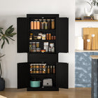 HOMCOM - Armoire de cuisine haute 72 po avec portes de grange - noir-Deux étagères réglables à 3 niveaux offrent une organisation personnalisée 