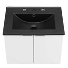 Modway - Maybelle 24" Vanité de salle de bain murale - Blanc Noir-Tirs métalliques en forme de L