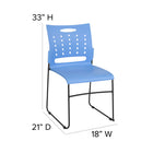 Flash Furniture - Chaise empilable avec base luge de série Hercule, capacité de 881 lb, avec dossier ventilé, bleu (RUT2BL)-Renfort transversal avant