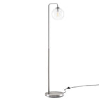 Modway - Silo Globe de verre Verre et métal Lampe sur pied, Nickel Satiné-Lampe sur pied globe en verre