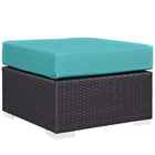 Modway - Convene Terrasse extérieure Tissu Carré ottoman in Espresso Turquoise-Tissage en rotin synthétique