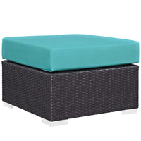 Modway - Convene Terrasse extérieure Tissu Carré ottoman in Espresso Turquoise-Tissage en rotin synthétique