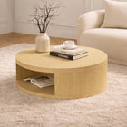 Manhattan Comfort - Table basse ronde contemporaine Alure 36" - Chêne naturel-Surface de table spacieuse idéale pour la décoration, les livres et les essentiels du quotidien