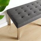 Modway - Loft Touffe Cuir végane Banc - Gris argenté-Touffe de biscuits