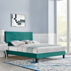 Modway - Roxanne Performance Velvet Lit de plateforme complet, Sarcelle-Revêtement en velours de performance