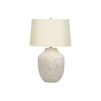 Monarch Specialties - Luminaire - 26 po H Lampe De Table - Crème Céramique - Abat-Jour Ivoire / Crème - Transitionnel-De style transitionnel avec une forme de vase, cette lampe de table en céramique crème texturée de 26 pouces de haut, surmontée d'un abat-jour tambour en lin ivoire et finie avec un fleuron doré sur le dessus, apportera un style décontracté et à la mode à tout salon, chambre à coucher ou bureau à domicile