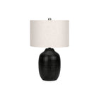 Monarch Specialties - Luminaire - 26 po H Lampe De Table - Céramique Noire - Abat-Jour Ivoire / Crème - Contemporain-Apportez chaleur et luminosité à votre maison avec cette élégante lampe de table contemporaine de 26 pouces d'hauteur en forme de pot de gingembre, en céramique émaillée noir texturée, surmontée d'un abat-jour en lin ivoire et d'un embout argenté