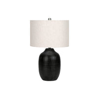 Monarch Specialties - Luminaire - 26 po H Lampe De Table - Céramique Noire - Abat-Jour Ivoire / Crème - Contemporain-Apportez chaleur et luminosité à votre maison avec cette élégante lampe de table contemporaine de 26 pouces d'hauteur en forme de pot de gingembre, en céramique émaillée noir texturée, surmontée d'un abat-jour en lin ivoire et d'un embout argenté