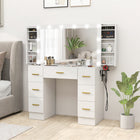 HOMCOM - Coiffeuse avec miroir - 39,4 po L x 15,7 po l x 53,9 po H - blanc-Deux prises CA, deux ports USB et un cordon d’alimentation de 6,6 po (2 m) pour répondre à vos besoins de recharge 