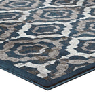 Modway - Kalinda Treillis rustiques vintage marocains Tapis de comédie 8 pi l x 10 pi L - Ivoire marocain bleu et brun-Résistant aux taches / Facile à nettoyer