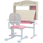 Qaba - Ensemble de table d’étude et chaise pour enfants à hauteur réglable avec plateau inclinable, tiroir et étagères - rose-Hauteur du bureau et de la chaise réglable, s’adapte à la croissance de votre enfant de 3 à 12 ans 