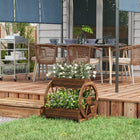 Outsunny - jardinière surélevée à 2 niveaux - carbonisée-Les motifs de roues au style vintage donnent un point focal à votre jardin

