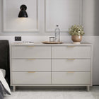 Manhattan Comfort - Granville commode double large moderne 55,04" - gris clair-Comprend 6 tiroirs à extension totale avec tiroir supérieur conçu avec des lignes verticales texturées en relief fabriqué en bois massif