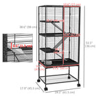 PawHut - Cage à 4 niveaux pour furets, rats et cochons d’Inde 24 po L x 18 po l x 53,5 po H - gris-Rampes, bouteille d'eau et gamelle incluses 
