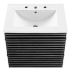 Modway - Render Support mural de 24" Vanette de salle de bain - Blanc charbon-Bassin d’évier en céramique