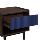 Manhattan Comfort - Lot de 2 tables de chevet Duane 51,4 cm style mid-century modern - brun foncé et bleu marine-Pieds en métal pour la mode et la durabilité