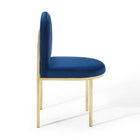 Modway - Isla Chenal Touffé Performance Velvet Fauteuil d’appoint de salle à manger - Marine d’or-Capsules de pied non marquées