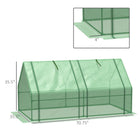 Outsunny - serre tunnel portable 6 pi x 3 pi x 3 pi avec grandes portes à glissière et bâche PE imperméable/anti-UV, vert-Deux portes à enroulement avec fermeture éclair pour un accès facile et une bonne ventilation  
