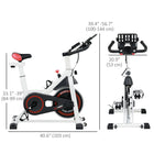 Soozier - Vélo D’Exercice Stationnaire Vertical Réglable Avec Écran Lcd - Blanc-La résistance peut être facilement ajustée en tournant le bouton, appuyer sur le bouton de résistance permet un arrêt d'urgence  